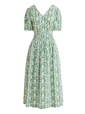 J.Crew Green Floral Midi Dress Size 6 Puff Sleeve Cottagecore Summer Dress NWT